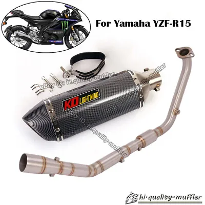 For Yamaha YZF-R15 MT15 Slip On Full Exhaust System Link Pipe With Muffler Pipe • $244.39