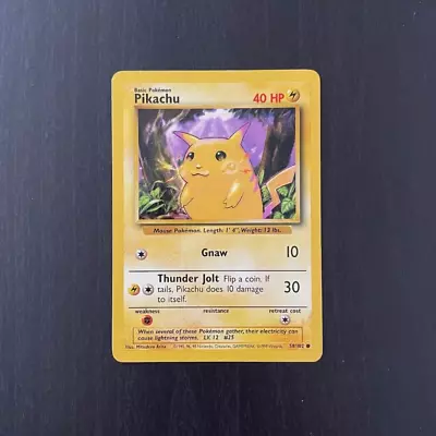 POKEMON Pikachu Card Base Set 58/102 - Common Light Play LP • $1.85