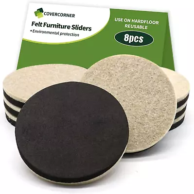 Felt Furniture Sliders For Hardwood Floors 8 PCS - 3 1/2 Inch • $13.99