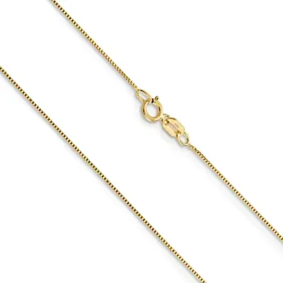 10K Yellow Gold Box Chain Necklace .7mm Wide Spring Ring Clasp 14 16 18 20 22 24 • $93.27