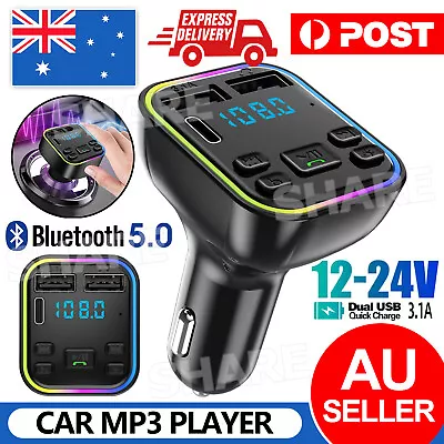Bluetooth 5.0 Radio Car Kit Wireless FM Transmitter Dual USB Charger MP3 Player • $10.95