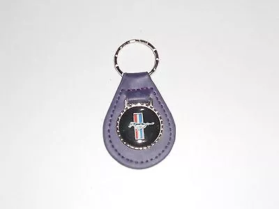 1960's FORD MUSTANG TRI-BAR RUNNING HORSE LOGO LEATHER KEYCHAIN NEW PURPLE NICE • $9.99