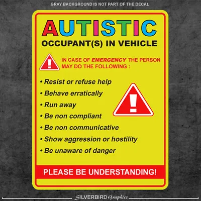 $3.49 • Buy Autistic Sticker Occupant In Vehicle Decal Autism Awareness Car Truck Window #A1