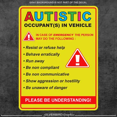 Autistic Sticker Occupant In Vehicle Decal Autism Awareness Car Truck Window #A1 • $3.49