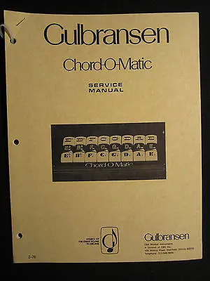 $16.78 • Buy Gulbransen Chord O Matic Organ Service Manual Schematics FACTORY  