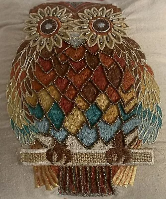 Pier 1 Owl Throw Accent Pillow Beads Embroidery Boho Lodge Cabin Decor Bird 11” • $19.99