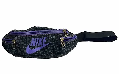 Nike Fanny Pack Waist Bag Purple Gold Black  Colorblock Swoosh Logo Adjustable • $19.90