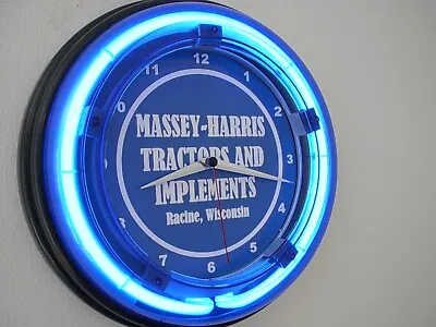 Massey Harris Farm Tractor Barn Garage Dealer Man Cave Neon Wall Clock Sign • $99.99