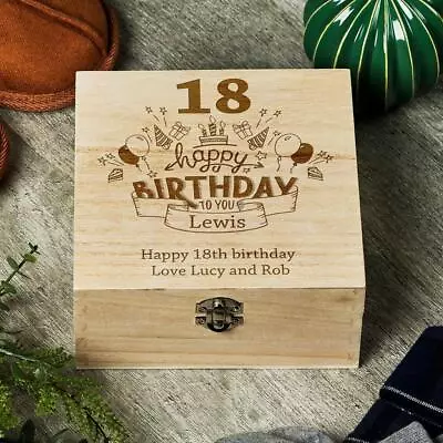 Personalised 18th Birthday Wooden Keepsake Box Gift Engraved SHB-143 • £15.99