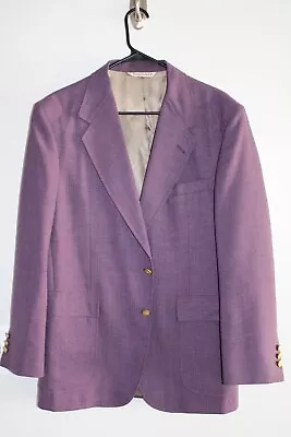 VINTAGE PURPLE STAFFORD GOLD METAL BUTTON BLAZER JACKET Sz 40R Sport Coat • $23.75