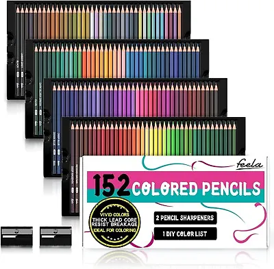 Premium Artist Colouring Pencils - 152 Coloured Pencils For Adults - Coloring • £36.49