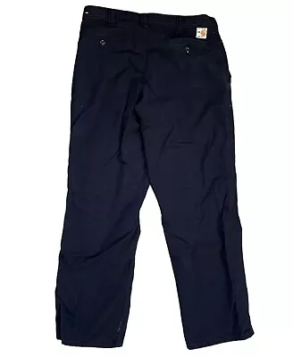 Carhartt FR 34x30 FLAME RESISTANT Navy Blue Canvas Work Pants 371-20 Mechanic • $19.99