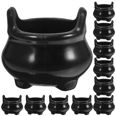 12 Mini Black Cauldron Pots Halloween Candy Bucket With Handle-TB • £7.28