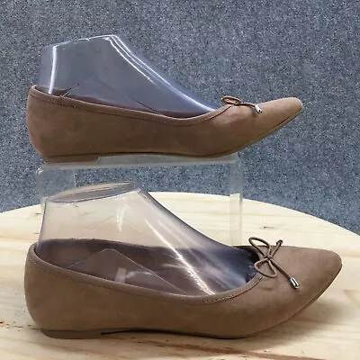 Merona Ballet Flats Womens 6.5 Brown Suede Pointed Toe Bow Slip On Casual Shoes • $19.99