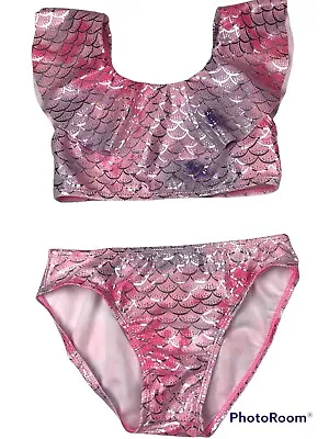 Mermaid Girls Large 10/12 Bikini Swimsuit Metallic Ruffle New With Tags • $0.99