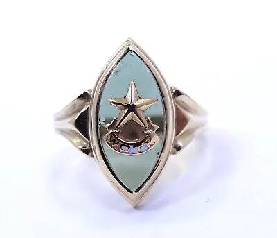 Vintage Ladies MASONIC WOTM Star  Women Of The Moose  Morgan's 10K Gold Ring 6.5 • $395