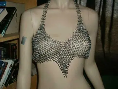 Chainmail Aluminum | Sexy | Top Bra Silver Costume • £44.54