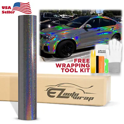 Holographic Glitter Black Rainbow Chrome Car Vinyl Wrap Sticker Decal Sheet • $4.99