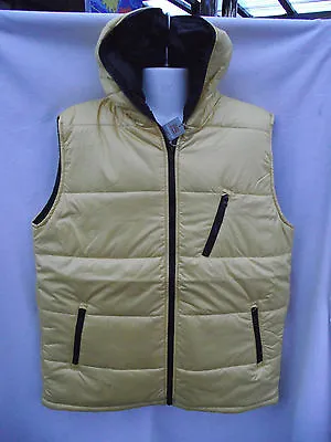 BNWT Mens Sz X Large XL Rivers Yellow Padded Lined Zip Vest With Hood RRP $50 • $12.81