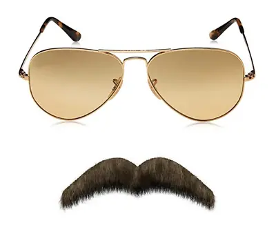 Ted Lasso Sun Glasses And Moustache Richmond FC Brown Gold UV Sunglasses & Tash • $34.01