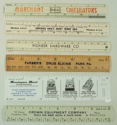 Lot Of 6 Advertising Rulers 6  Vintage Marchant Pioneer Hardware Etc • $20