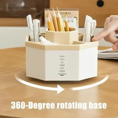 360° Rotating Pen Holder Large Office Desk Organizer Compartment Storage Boxes • $16.49