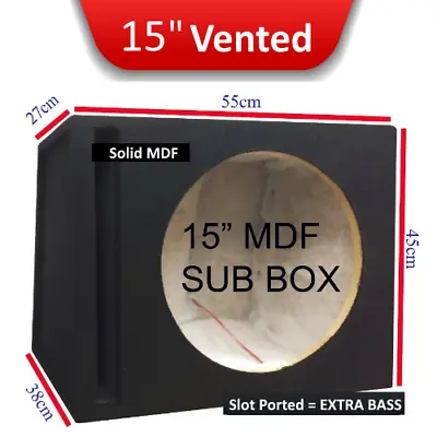 15  38cm Slot Ported Black Car Sub Woofer MDF Box Bass Enclosure FOR Pioneer JBL • £119.99