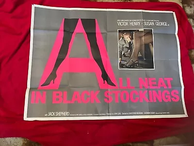 Susan George Original Uk Quad All Neat In Black Stockings • £50