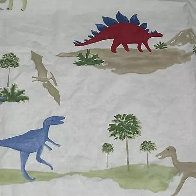 POTTERY BARN KIDS DINOsaurs Twin Flat Sheet & Pillowcase Bed Cotton Fabric. (253 • $24.98