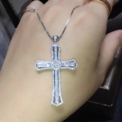 $2.22 • Buy Fashion Cross Jewelry Cubic Zircon 925 Silver Filled Necklace Pendant Party Gift