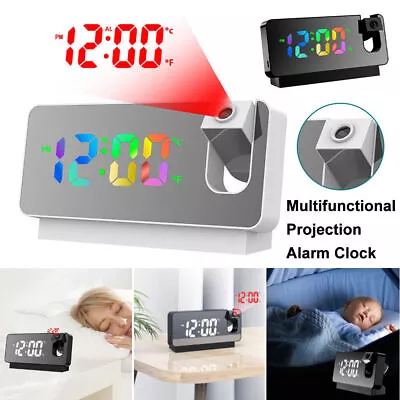 £14.59 • Buy LED Smart Digital Alarm Clock Projection Temperature Projector LCD Display Time