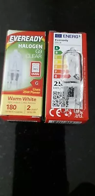 2 X G9 Eveready Oven Bulb Appliance 25w 240v Halogen Dimmable 2year Lamp Life • £4.40