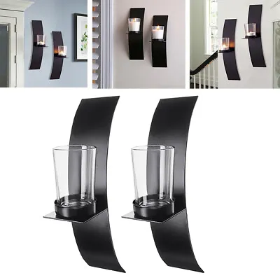 2X Wall Mounted Candle Holders Metal Wall Candlestick Stand Indoor Outdoor Decor • £9.95