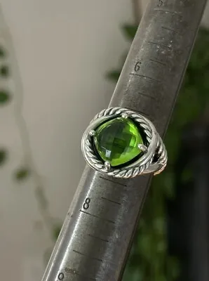 David Yurman Infinity 11mm Green Peridot 925 Sterling Silver Ring Size 7 • $329.99