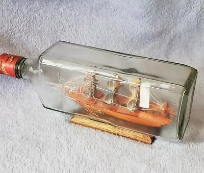 Vintage Ship In A Bottle - Bahamas- N & A Gilbey Gin Bottle On A Stand. • $22.40