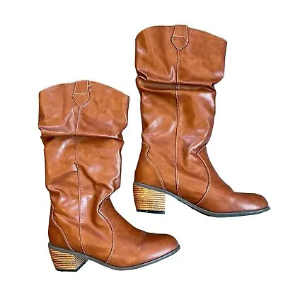 Muk Luks Original Women's  Saddle Up Cowgirl  Tall Boots Chestnut—Size 10 • $29.99