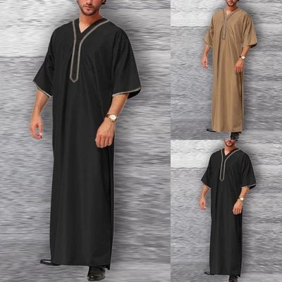 £19.09 • Buy Men's Islamic Ramadan Jubba Kaftan Dishdash Arab Robe Thobe T Shirt Dress Tunic