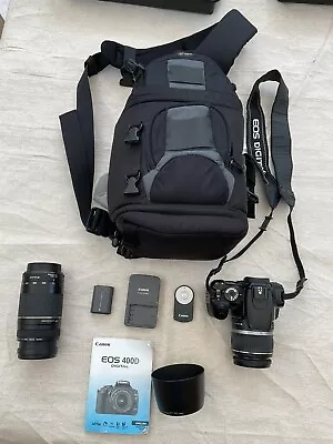 CANON EOS 400D DSLR CAMERA 2x Lenses 18-55mm 75-300mm • £77