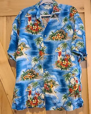 Vintage Pierre Cardin Hawaiian Shirt Mens XL Button Up Pinup Hula Girl Tropical • $13