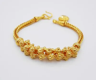 $30.51 • Buy 22K 24K Thai Baht Yellow Gold GP Flower Pikun Bracelet Bangle Women Jewelry 7.5 