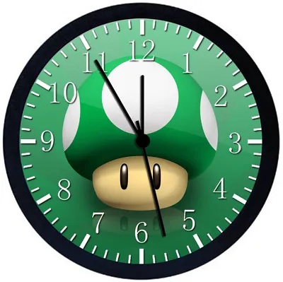 Super Mario Mushroom Black Frame Wall Clock Nice For Decor Or Gifts W163 • $19.95
