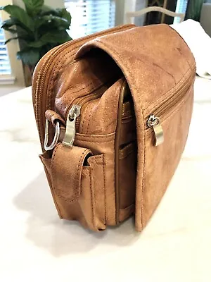 Vintage Men’s Multi Pocket Travel Case Camera Case Man Purse Brown Leather Aged • $60