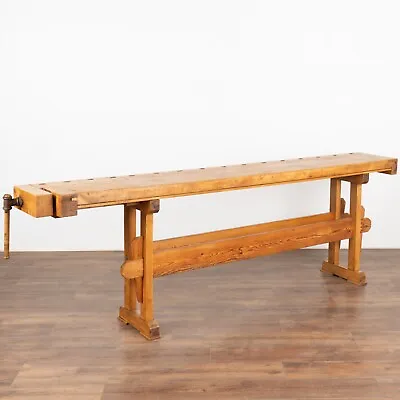 Vintage Narrow Carpenters Workbench Console Table Denmark Circa 1920-40 • $2700