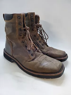 Justin Brown Leather SOFT TOE  Work Boots PULLEYMen's 10.5D (READ DESCRIP) • $42.49