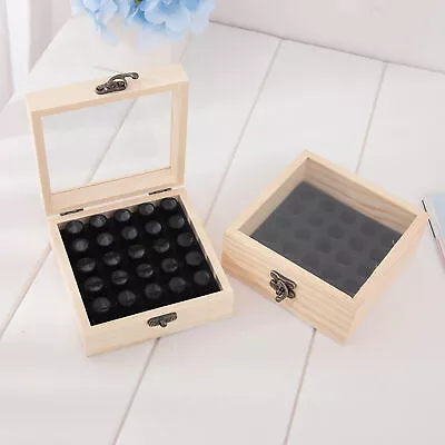 $16.56 • Buy 25 Slots Essential Oils Storage Box Wooden Aromatherapy Container Organiser Case