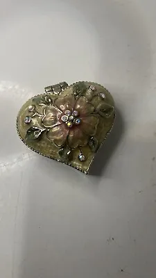 MONET Enamel Jeweled Flower Hinged Heart Collectible Box • $12