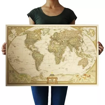 Map World Poster Vintage Art Print Wall Decor Home Travel Globe Paper Interior • $13.99