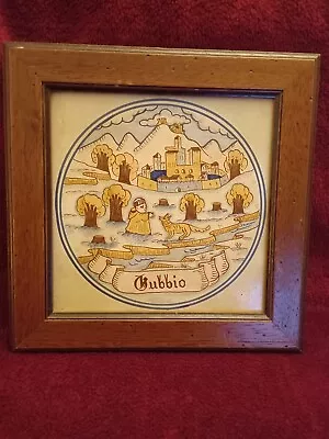 Hand Painted Large Tile Of The Medieval Town Of Gubbio Italy Magnanelli Gubbio • £19.99