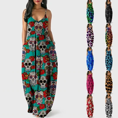 $26.10 • Buy Ladies Loose With Pockets Summer Beach Sundress Women Strappy Cami Holiday