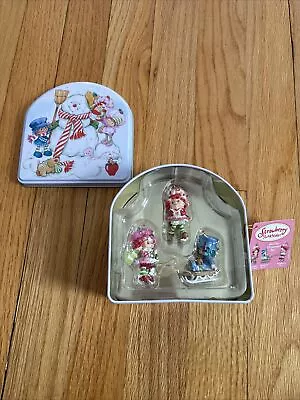 Strawberry Shortcake Collectible Ornaments Set Of 3 Collector’s Snowman Tin 2003 • $29.99